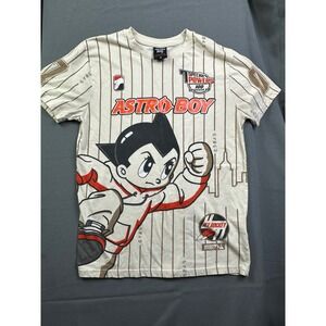 Astro Boy Tezuka Productions Graphic T-Shirt Kids Medium Cream Pinstripe Anime